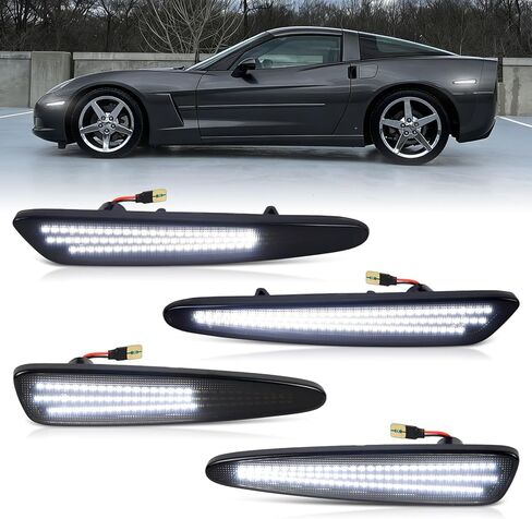 مصابيح LED جانبية ديناميكية لـ C6 Corvette 2005 2006 2007 2008 2009 2010 2011 2012 2013 Grand Sport Z06 ZR1، عدسات مدخنة متسلسلة كهرمان أحمر أمامي خلفي مجموعات مصابيح المصد in Kuwait