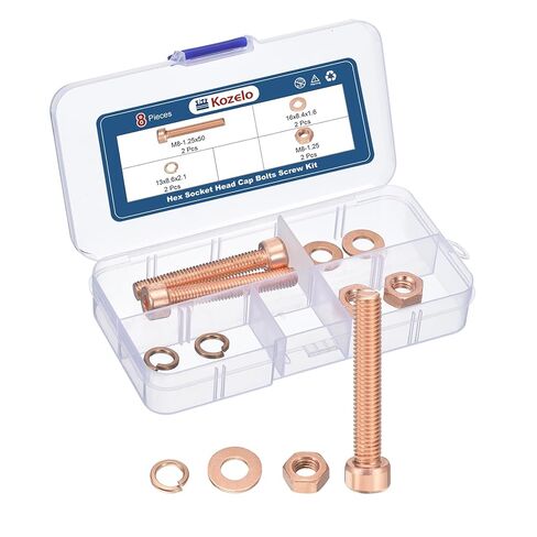 8 قطعة M8 مقبس غطاء الرأس مسامير البراغي والصواميل مجموعة متنوعة - [M8-1.25x50mm] برغي سداسي من النحاس الأحمر ملولب بالكامل لاستخدام الطابعة ثلاثية الأبعاد in Kuwait