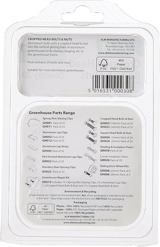 Alm Aluminium Cropped Head Nuts & Bolts (Pack 20) - GH003, Silver in Saudi Arabia