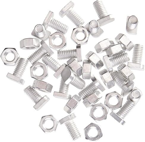 Alm Aluminium Cropped Head Nuts & Bolts (Pack 20) - GH003, Silver in Saudi Arabia