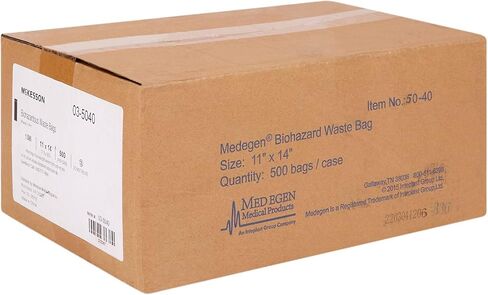 McKesson Infectious Waste Bags - Gusset-Sealed Bottom, 1.5 mil - Red, 1 gal to 6 gal Capacity, 11 in x 14 in, 500 Count in Saudi Arabia