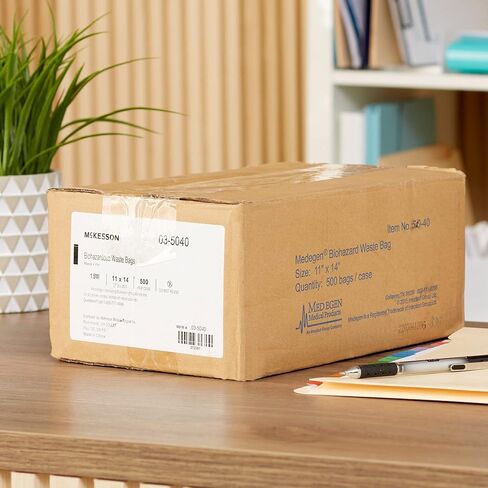 McKesson Infectious Waste Bags - Gusset-Sealed Bottom, 1.5 mil - Red, 1 gal to 6 gal Capacity, 11 in x 14 in, 500 Count in Saudi Arabia