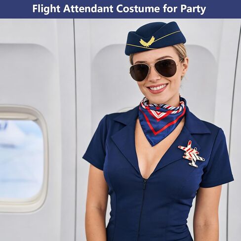 12 PCS Flight Advent Assuetory Assuety Assoardess Costume Pilot Hat Hat Dressys Sunglasses for Flight Platant Women Party in Kuwait