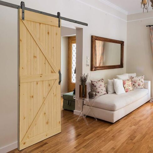 Kimberly Bay K-Bar الصلبة الصنوبر الأساسية غير المكتملة الداخلية باب الحظيرة بلاطة DIY كيت 83.5 بوصة × 36 بوصة. in Saudi Arabia