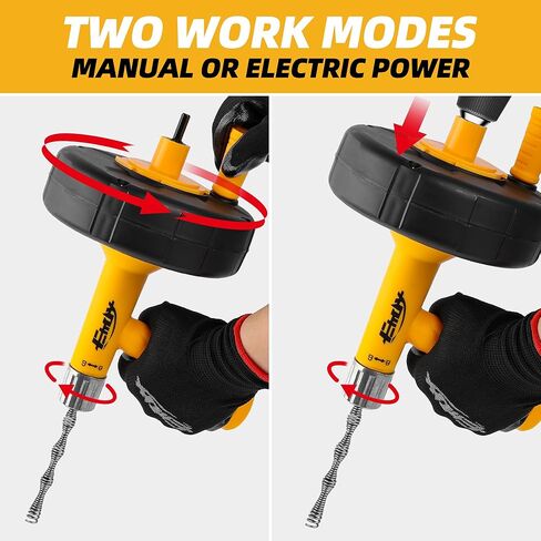 مثقاب الصرف الصحي، ثعبان الصرف مع محول المثقاب، أداة إزالة انسداد الشعر في الحمام بطول 25 قدم، شديدة التحمل ومرنة من الصلب in Kuwait