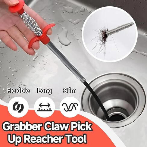 ثعبان الصرف، أداة التقاط بمخلب مرن للالتقاط، ملاقط طويلة لتصريف الحوض، مع 4 مخالب قابلة للانحناء، أداة مساعدة للوصول إلى خرطوم قابل للانحناء، تنظيف الشعر وغيرها من السدادات للمرحاض والحوض المنزلي in Kuwait