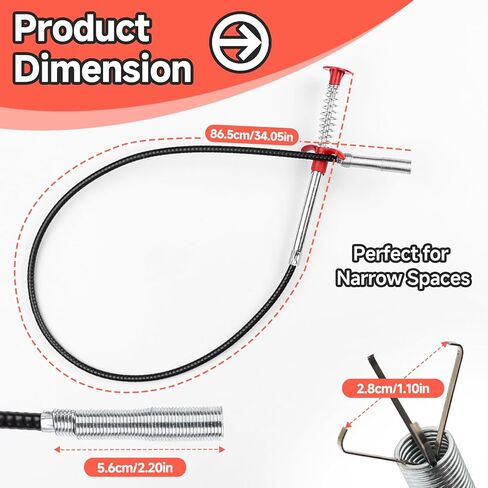 ثعبان الصرف، أداة التقاط بمخلب مرن للالتقاط، ملاقط طويلة لتصريف الحوض، مع 4 مخالب قابلة للانحناء، أداة مساعدة للوصول إلى خرطوم قابل للانحناء، تنظيف الشعر وغيرها من السدادات للمرحاض والحوض المنزلي in Kuwait