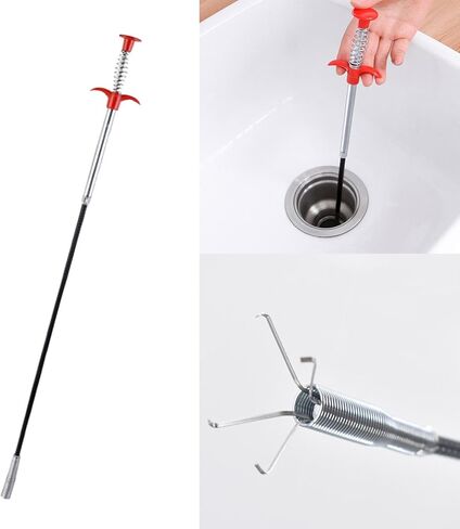 Flexible Grabber Claw Reacher Tool, Extendable Drain Clog Remove Tool With 4 Claws Bendable Hose Pickup Reaching Assist Tool for Litter Pick Home Sink Drains Toilet(SIZE:0.57m) in Saudi Arabia
