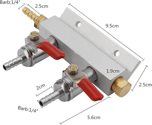 معدات التخمير، موزع غاز البيرة ثنائي الاتجاه، فاصل مشعب ثاني أكسيد الكربون مع خرطوم 7 مم، إيقاف تشغيل معدات تخمير البيرة Kegerator in Kuwait