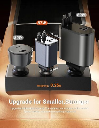 شاحن حائط قابل للسحب 4 في 1 مع منافذ USB مزدوجة وكابلات لايتنينج ونوع C مقاس 25.6 بوصة، وكتلة شحن سريع قابلة للطي بقدرة 84 وات متوافقة مع أجهزة iPad وiPhone 16/15 وairpods وGalaxy وPixel والمزيد in Kuwait