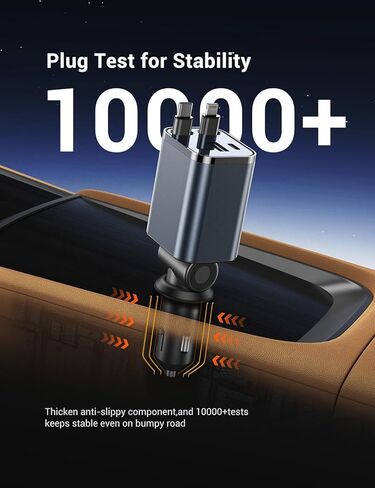 شاحن حائط قابل للسحب 4 في 1 مع منافذ USB مزدوجة وكابلات لايتنينج ونوع C مقاس 25.6 بوصة، وكتلة شحن سريع قابلة للطي بقدرة 84 وات متوافقة مع أجهزة iPad وiPhone 16/15 وairpods وGalaxy وPixel والمزيد in Kuwait