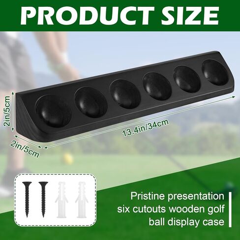 Wooden Golf Ball Display Case Black Ball Holder Wall Mount Stand Wall Mountable Shelf for Collector Sports Memorabilia Decoration Supplies (Black) in Saudi Arabia