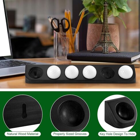 Wooden Golf Ball Display Case Black Ball Holder Wall Mount Stand Wall Mountable Shelf for Collector Sports Memorabilia Decoration Supplies (Black) in Saudi Arabia