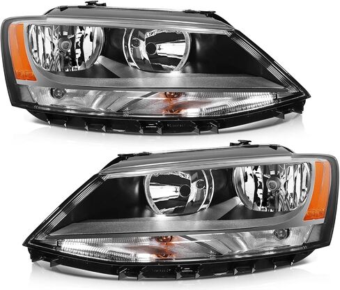 LSAILON Headlight Assembly Replacement Fit 1999-2002 For Cabrio1999-2006 For Golf Black Housing Clear Lens Driver and Passenger Side in Saudi Arabia