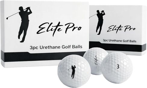 كرات جولف يوريتان مكونة من 3 قطع (دزينة) - ملمس ناعم، مسافة ثابتة وتحكم في الجانب الأخضر - تصميم ديناميكي هوائي 338 دمل - أداء على مستوى الجولة - أبيض in Kuwait