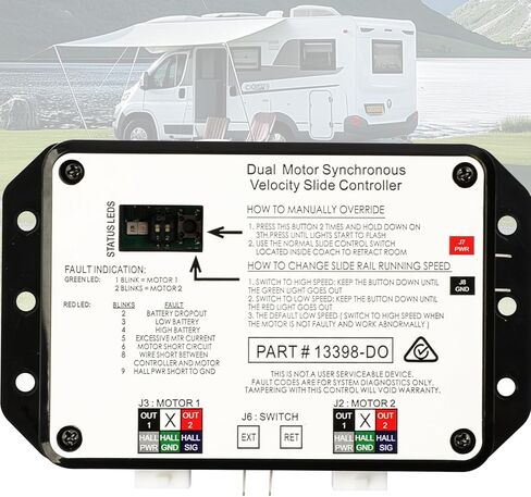 وحدة تحكم منزلق ذات سرعة متزامنة بمحرك مزدوج متوافقة مع وحدة التحكم Lippert In-Wall Slide-Out على RV استبدال الجزء #13398-D0 #13398-C2 وحدة التحكم V-Sync II in Saudi Arabia