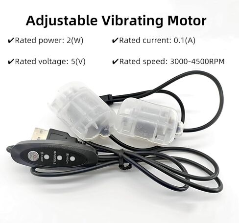 محرك تدليك اهتزاز USB بتنظيم 3 سرعات، 5 فولت واحد إلى اثنين من محركات الاهتزاز الكهربائية وسادة تدليك وسادة قطنية ملحقات هزاز 3000-4500 دورة في الدقيقة مع كابل طاقة 1.1 متر in Kuwait