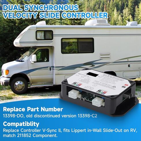 New Upgraded 13398-DO Dual Synchronous Velocity Slide Controller, Compatible with Lippert in-Wall Slide-Out on RV,Replacement for V-Sync II, Match 211852 Component,Replaced the 13398-C2 in Kuwait