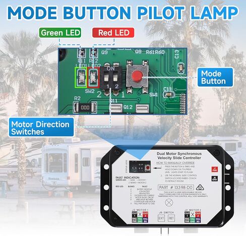 New Upgraded 13398-DO Dual Synchronous Velocity Slide Controller, Compatible with Lippert in-Wall Slide-Out on RV,Replacement for V-Sync II, Match 211852 Component,Replaced the 13398-C2 in Kuwait