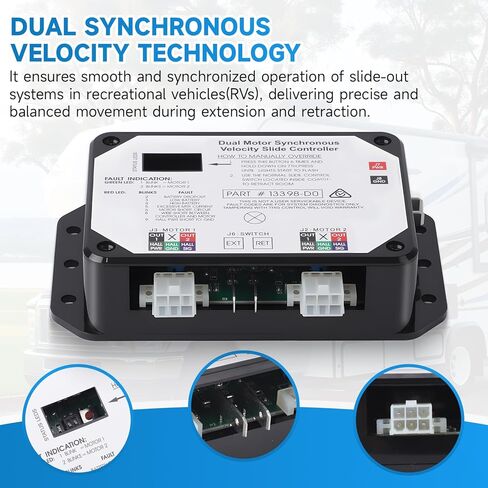 New Upgraded 13398-DO Dual Synchronous Velocity Slide Controller, Compatible with Lippert in-Wall Slide-Out on RV,Replacement for V-Sync II, Match 211852 Component,Replaced the 13398-C2 in Kuwait