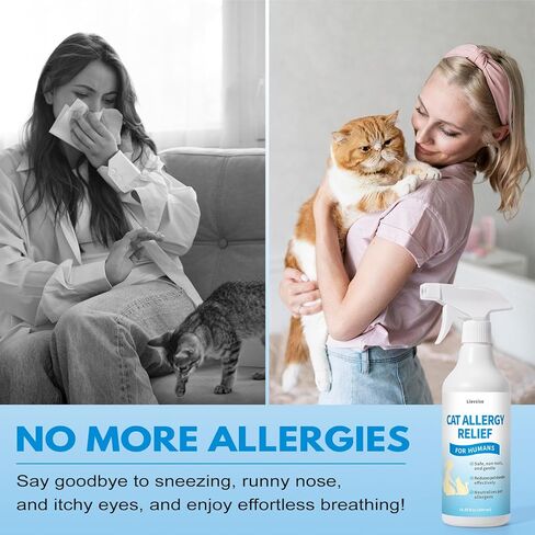 Cat Allergen Spray, Cat Allergy Relief for Humans - Helps Reduce Pet Dander with Chamomile & Green Tea - No Bath Required, Includes Applicator Mitt, 16.09 oz in Kuwait