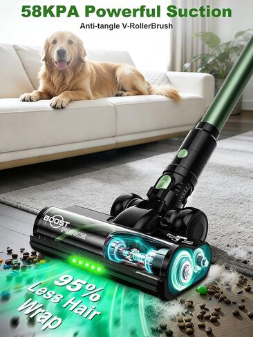 Cordless Vacuum Cleaner, 58Kpa Vacuum Cleaners for Home, 55Mins Stick Vacuum with Self-Standing & LED Display, Anti-Tangle & Wall Mount Charging (Green) in Saudi Arabia