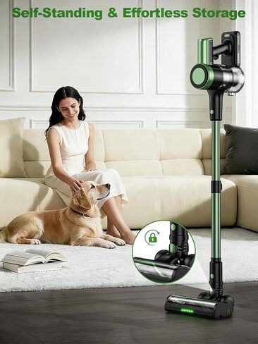 Cordless Vacuum Cleaner, 58Kpa Vacuum Cleaners for Home, 55Mins Stick Vacuum with Self-Standing & LED Display, Anti-Tangle & Wall Mount Charging (Green) in Saudi Arabia