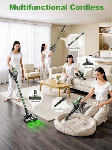 Cordless Vacuum Cleaner, 58Kpa Vacuum Cleaners for Home, 55Mins Stick Vacuum with Self-Standing & LED Display, Anti-Tangle & Wall Mount Charging (Green) in Saudi Arabia