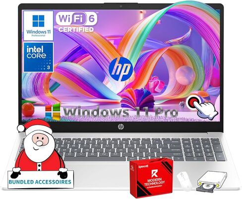 كمبيوتر محمول HP 2025 Business بشاشة تعمل باللمس، شاشة لمس FHD مقاس 15.6 بوصة، Intel Core i3‑N305 (8 النواة)، ذاكرة الوصول العشوائي 16 جيجابايت، 512 جيجابايت SSD، Wi‑Fi6، بلوتوث، Win 11 Pro، Copilot AI، عمر بطارية طويل، مع مجموعة Redragon in Saudi Arabia