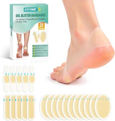 ضمادات فقاعية للقدم - 21 قطعة من ضمادات الغروانية المائية للوقاية من البثور والتعافي منها، وسادات فقاعية لحماية الكعب وأصابع القدم - عبوة متنوعة in Kuwait
