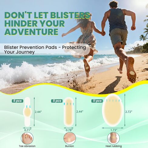 ضمادات فقاعية للقدم - 21 قطعة من ضمادات الغروانية المائية للوقاية من البثور والتعافي منها، وسادات فقاعية لحماية الكعب وأصابع القدم - عبوة متنوعة in Kuwait