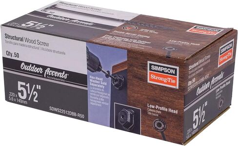 Simpson Strong-Tie SDWS22512DBB-R50 Outdoor Accents Structural Wood Screws‚ 0.220 Inch. x 5-1/2 Inch, Double Barrier Coating, Low Profile Head, Sawtooth Point Black (Pack of 50) in Saudi Arabia