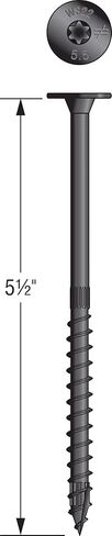 Simpson Strong-Tie SDWS22512DBB-R50 Outdoor Accents Structural Wood Screws‚ 0.220 Inch. x 5-1/2 Inch, Double Barrier Coating, Low Profile Head, Sawtooth Point Black (Pack of 50) in Saudi Arabia