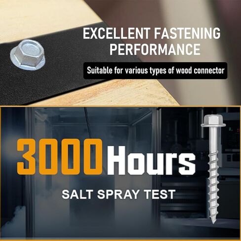 (300 Pack) #9 x 1-1/2" Heavy Duty Joist Hanger Screws, 1/4" Hex Head Wood Screws with 0.370" Dia Deck Screws, Replace SD9112R500 10D Nails in Kuwait