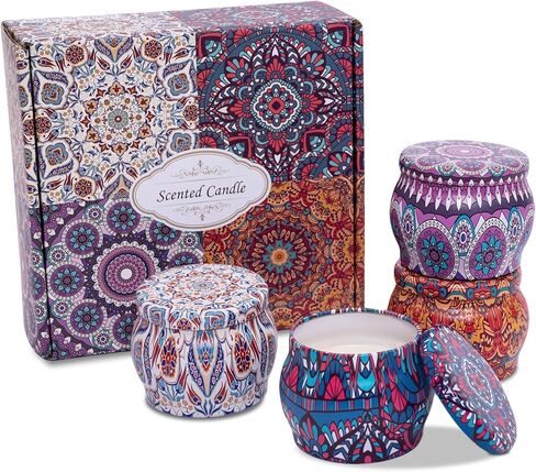 مجموعة هدايا الشموع المعطرة المكونة من 4 قطع من Topadorn، شموع العلاج العطري من شمع الصويا للمنزل، والاسترخاء، والتأمل، واليوجا، وهدية الربيع لبيت جديد للنساء (الليمون/الفانيليا/الورد/اللافندر) in Kuwait