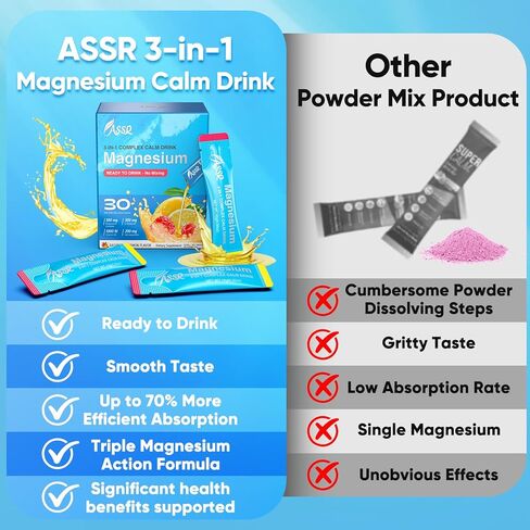 ASSR، مكمل مساعد على النوم، مخفض الكورتيزول الهادئ النقي، جاهز للشرب بدون مزيج، جليسينات المغنيسيوم الثلاثي، مالات، سيترات، أشواغاندا، إل ثيانين، فيتامين د، دعم المزاج للتركيز على النوم والاسترخاء، 30 قيراط in Kuwait