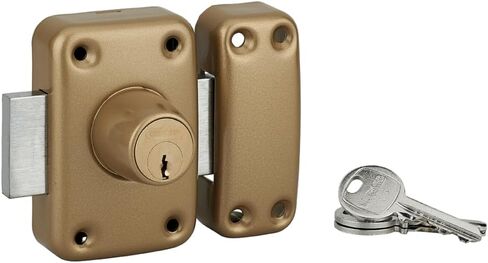 THIRARD 381716 Adriatic Double Cylinder Door Lock with Pins 45 mm-Various Security Protectors-4 Keys and Property Card-Made in France-Gold Finish, Silver in Kuwait