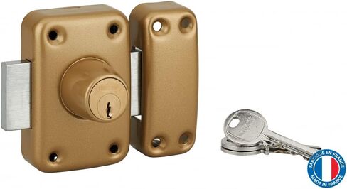 THIRARD 381716 Adriatic Double Cylinder Door Lock with Pins 45 mm-Various Security Protectors-4 Keys and Property Card-Made in France-Gold Finish, Silver in Kuwait