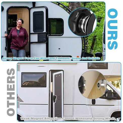 2PCS RV المغناطيسي الباب الصيد، حامل الباب RV الملحقات للداخل، حامل باب العربة سدادة الباب مع لاصق ومسامير، مزالج باب RV للباب الخارجي RV العربة، ملحقات العربة RV، أسود in Saudi Arabia