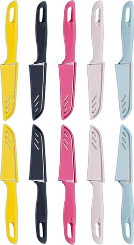 10-Set Super Value Paring Knife Set - 10 Ultra-Sharp German Steel Fruit & Vegetable Knives with 10 Sheaths, PP Plastic Ergonomic Handle, Dishwasher Safe, Multi-Color Small Kitchen Peeling Knives. in Kuwait