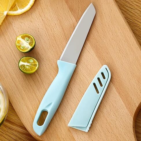 10-Set Super Value Paring Knife Set - 10 Ultra-Sharp German Steel Fruit & Vegetable Knives with 10 Sheaths, PP Plastic Ergonomic Handle, Dishwasher Safe, Multi-Color Small Kitchen Peeling Knives. in Kuwait