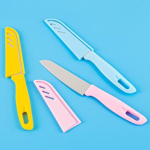 10-Set Super Value Paring Knife Set - 10 Ultra-Sharp German Steel Fruit & Vegetable Knives with 10 Sheaths, PP Plastic Ergonomic Handle, Dishwasher Safe, Multi-Color Small Kitchen Peeling Knives. in Kuwait