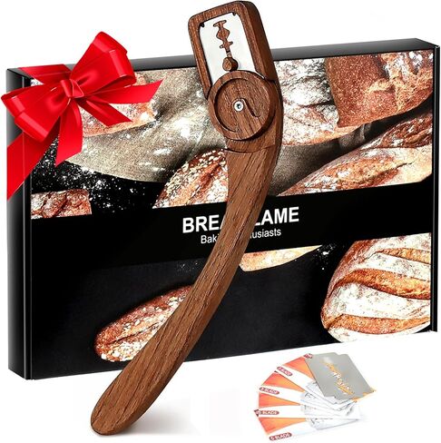 Innovative Magnetic Bread Lame Bread Scoring Tool,Bread Lame Cutter,Bread Scoring Knife for Bread Baking & Sourdough Baking,Bread Razor Tool with 5 Razor Blades-Black Walnut Wood in Saudi Arabia