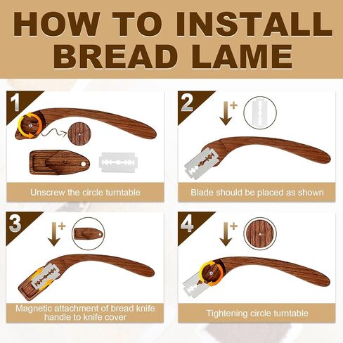 Innovative Magnetic Bread Lame Bread Scoring Tool,Bread Lame Cutter,Bread Scoring Knife for Bread Baking & Sourdough Baking,Bread Razor Tool with 5 Razor Blades-Black Walnut Wood in Saudi Arabia