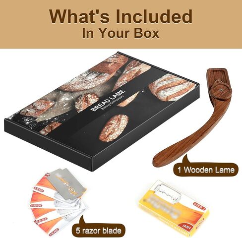Innovative Magnetic Bread Lame Bread Scoring Tool,Bread Lame Cutter,Bread Scoring Knife for Bread Baking & Sourdough Baking,Bread Razor Tool with 5 Razor Blades-Black Walnut Wood in Saudi Arabia