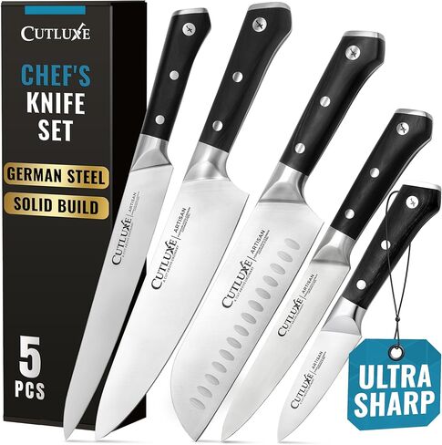 Cutluxe Chef Knife Set, 3 PCS Professional Chef's Knife Set – Razor Sharp German Steel, Full Tang, Ergonomic Handles - Artisan Series in Saudi Arabia