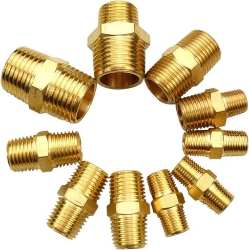 Brass Pipe Fitting Hex Nipple 1/8" 1/4'' 3/8'' 1/2''Male Thread Coupler Connector Copper(2-4) in Saudi Arabia