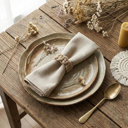 Burlap Napkin Rings Set of 6, Boho Linen Napkin Ring Holders Handmade Woven Rustic Farmhouse Napkin Ring for Christmas Wedding Table Decor in Saudi Arabia