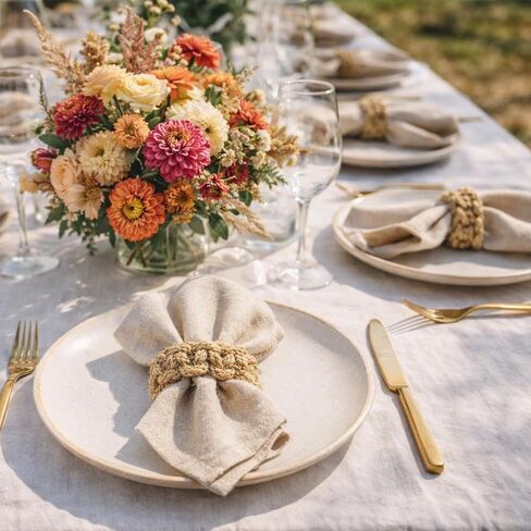 Burlap Napkin Rings Set of 6, Boho Linen Napkin Ring Holders Handmade Woven Rustic Farmhouse Napkin Ring for Christmas Wedding Table Decor in Saudi Arabia