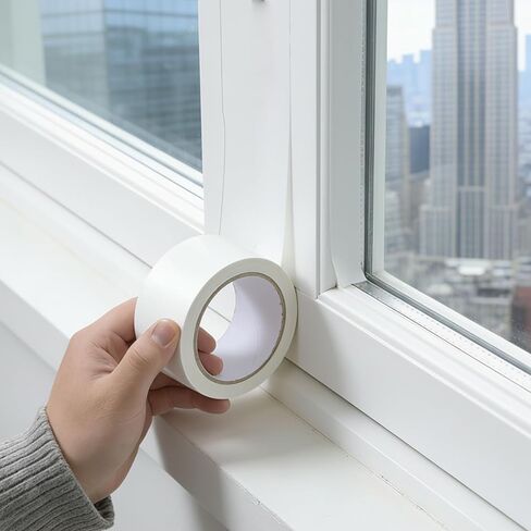 Window Weather Sealing Tape, 2 Inch X 21.8 Yards Window Sealer for Winter White Windows Draft Isolation Sealing Film Tape No Residue Blocks Drafts for Doors Windows in Saudi Arabia